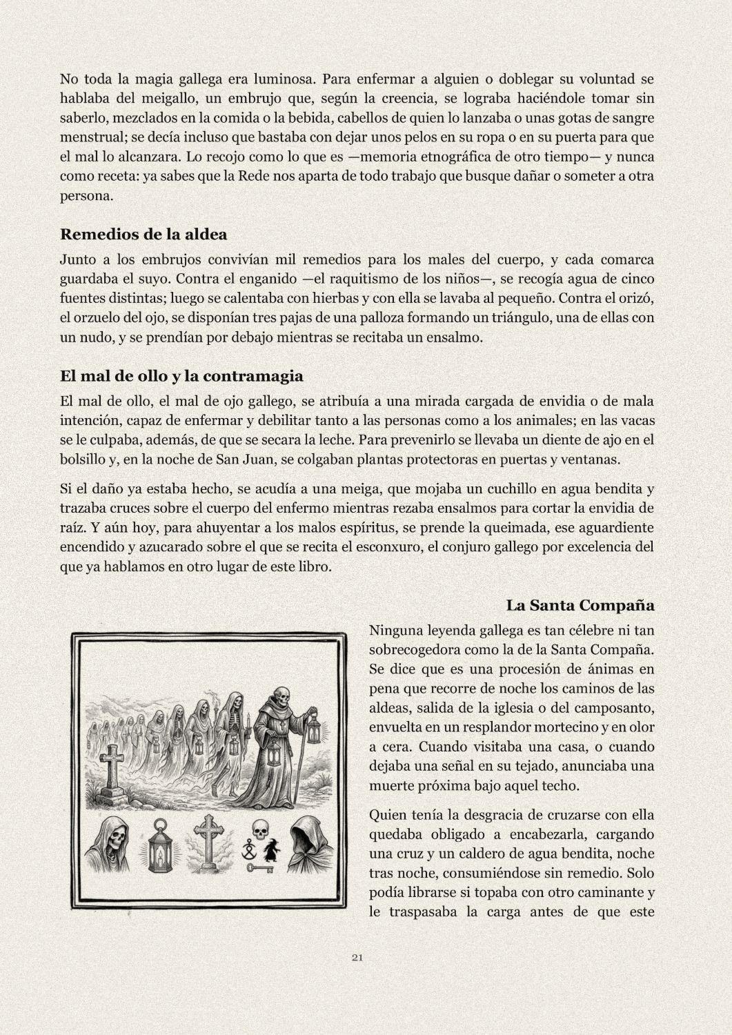 Página 21: remedios de la aldea, mal de ollo y la Santa Compaña
